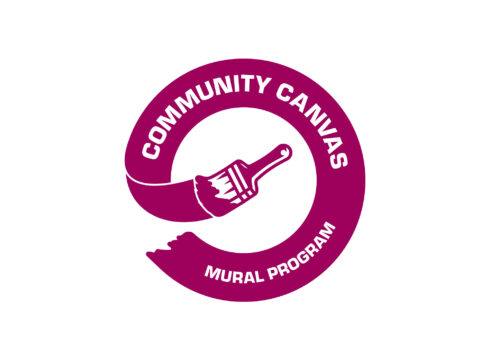 Logo for the Community Canvas Mural Program, a community arts initiative designed by Arts Build Community in Manchester, NH
