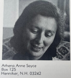 Athena Anne Sayce pictured in the New England College yearbook