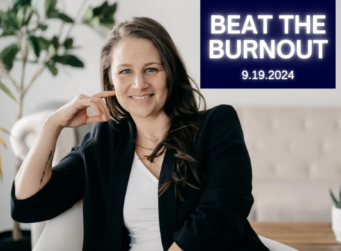 Graphic announcing "Beat the Burnout" with former deputy sheriff turned speaker AK Dozanti at New England College