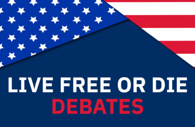 Graphic for the Live Free or Die Debates hosted by New England College