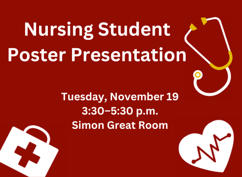 Graphic for the fall 2024 nursing student research presentation at New England College