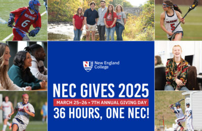 Graphic announcing New England College's Giving Day 2025 fundraising event