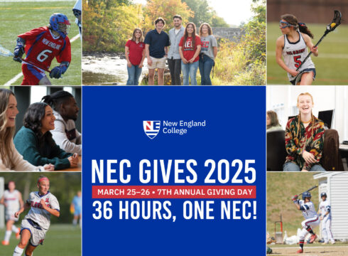 Graphic announcing New England College's Giving Day 2025 fundraising event