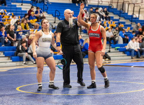 Jaclyn Dehney of New England College earns all-American honors at National Collegiate Women’s Wrestling Championships nationals in March 2025.